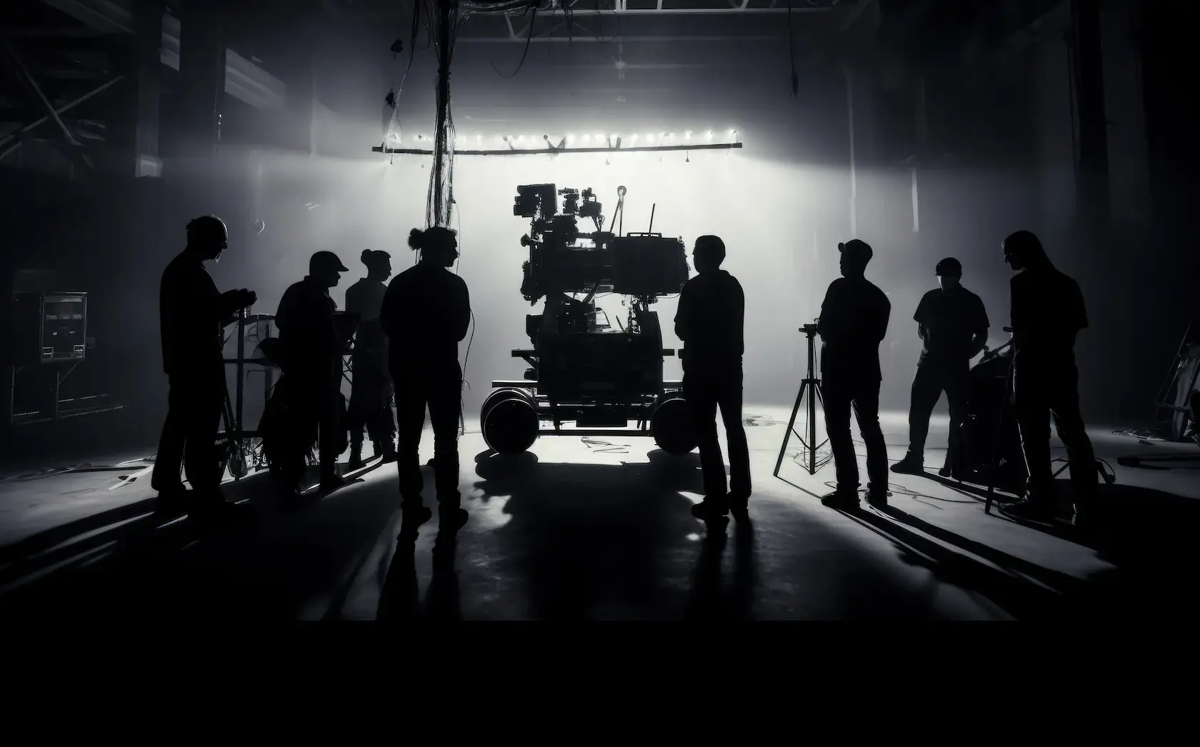 Equipo de producción audiovisual en set de grabación para video corporativo